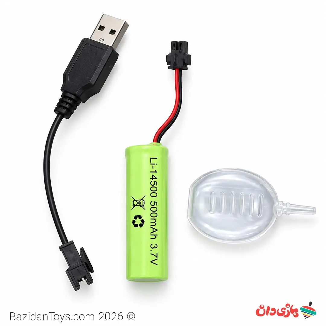 باتری شارژی و کابل USB ماشین کنترلی چرخ کپسولی دودزا